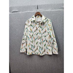 Button-Up Long Sleeve Shirt With Colorful Leaf Print Design
